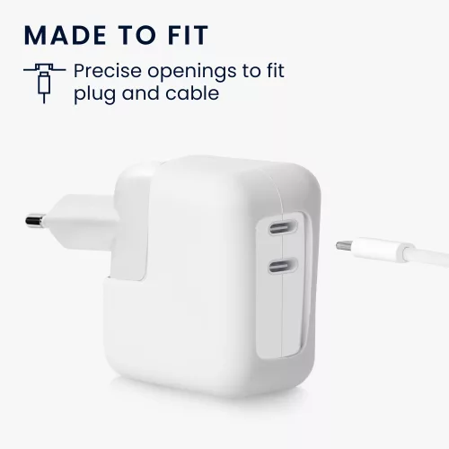 Kryt nabíječky Kwmobile pro Apple 35W Dual USB-C napájecí adaptér, bílý, silikon, KWM000024YY001C