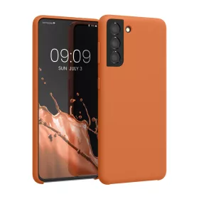   Pouzdro Kwmobile pro Samsung Galaxy S21, oranžové, silikonové, KWM000012BT071C