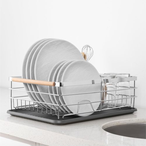Scurgator vase Navaris, din metal, cu tava de scurgere si suport tacamuri, NAV000011HU007C