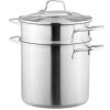 Oala Navaris, inox, cu sita integrata, 5.7L, pentru toate tipurile de aragaz, NAV000010CS002C
