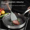 Tigaie mica din inox cu capac din sticla Navaris, 26 cm, pentru prajit si sotat, NAV0000272Y002C