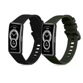   Sada 2 řemínků Kwmobile pro Huawei Band 8, černá/tmavě zelená, silikon, KWM0000198N004C