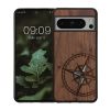 Pouzdro Kwmobile pro Google Pixel 8 Pro, hnědé/modré, dřevo, KWM0000209C003C