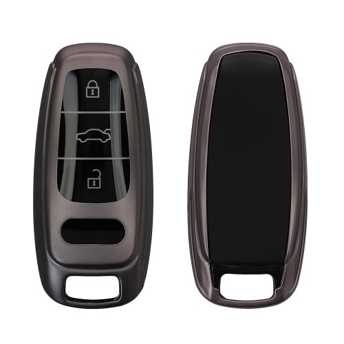 Kryt na klíče od auta Kwmobile pro Audi 3 Buttons - Keyless Go, šedo/černý, silikon, KWM000011OW003C