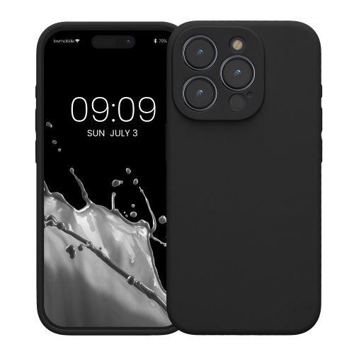 Kryt Kwmobile pro Apple iPhone 15 Pro, černý, silikon, KWM000022OM003C