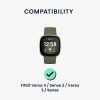 Sada 4 ks adaptérů Kwmobile 20mm Strap Clip pro Fitbit Versa 4/Versa 3/Sense 2, černá/zlatá, ocel, KWM0000207I003C