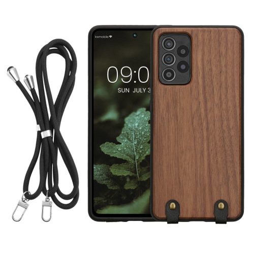 Pouzdro Kwmobile pro Samsung Galaxy A52/Galaxy A52 5G/Galaxy A52s 5G, hnědé, dřevo/silikon, KWM000021NY001C