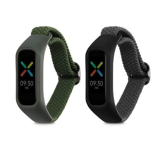 Sada 2 řemínků Kwmobile pro OPPO Band Sport, tmavě zelená/šedá, nylon, KWM0000173Y006C