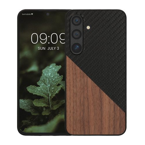 Pouzdro Kwmobile pro Samsung Galaxy S24, hnědo-černé, dřevo, KWM000021OQ001C