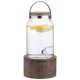 Dozator bauturi Navaris, 5.6L, cu maner piele si suport lemn, robinet inox, NAV000017YH002C