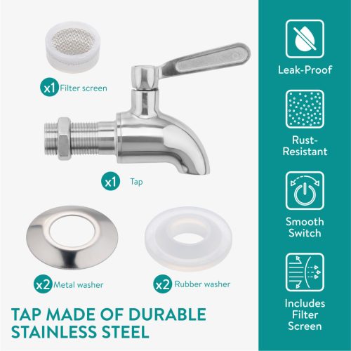 Dozator bauturi Navaris, 5.6L, cu maner piele si suport lemn, robinet inox, NAV000017YH002C