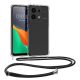 Pouzdro Kwmobile se šňůrkou na krk pro Xiaomi Redmi Note 13, průhledné/černé, silikonové, KWM000020MV001C