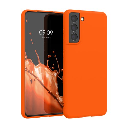 Pouzdro Kwmobile pro Samsung Galaxy S21, oranžové, silikonové, KWM000012BS040C