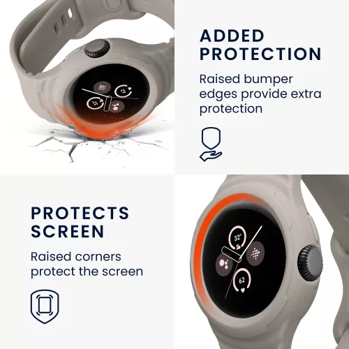 Řemínek Kwmobile pro Google Pixel Watch 2/Pixel Watch, šedý, silikon, KWM000025GT002C