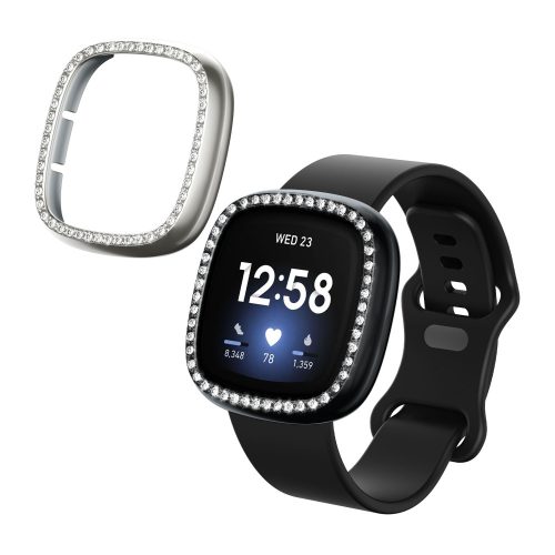 Sada 2 pouzder Kwmobile pro Fitbit Versa 3/Sense, černá/stříbrná, plast, KWM000024ZI002C