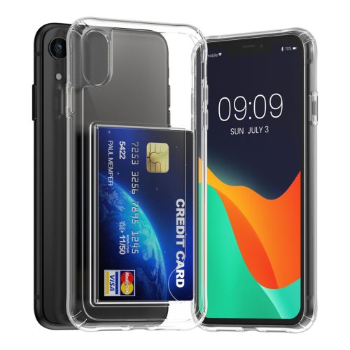 Pouzdro Kwmobile s přihrádkou na kartu pro Apple iPhone XR, průhledné, polykarbonátové, KWM000022RF001C