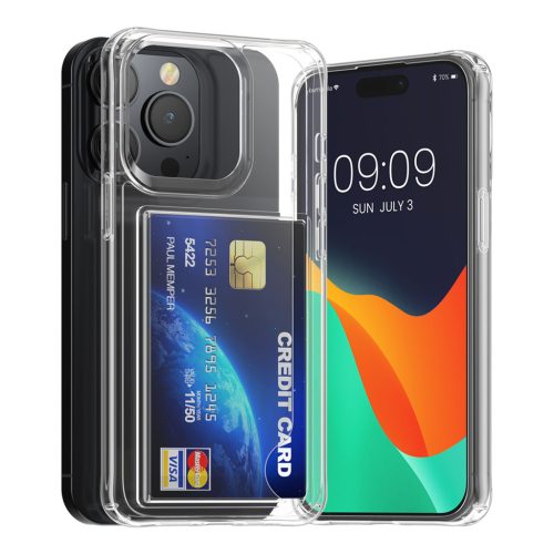 Pouzdro Kwmobile s přihrádkou na kartu pro Apple iPhone 14 Pro, průhledné, polykarbonátové, KWM000022RH001C
