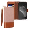 Pouzdro Kwmobile pro Apple iPhone 15 Pro, světle růžová/hnědá, textilní/silikonové, KWM000022RL001C