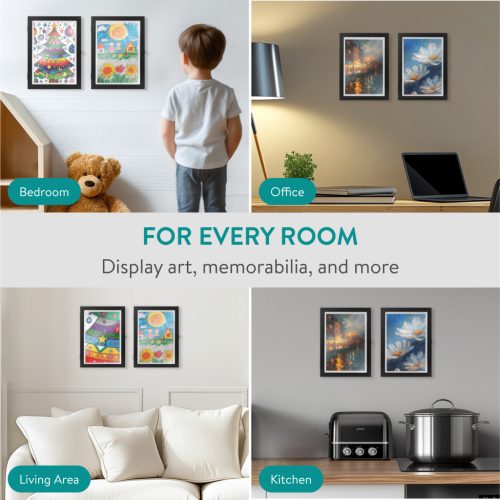 Set 2 rame foto Navaris, deschidere frontala, format A4, schimbare rapida, negru, plastic