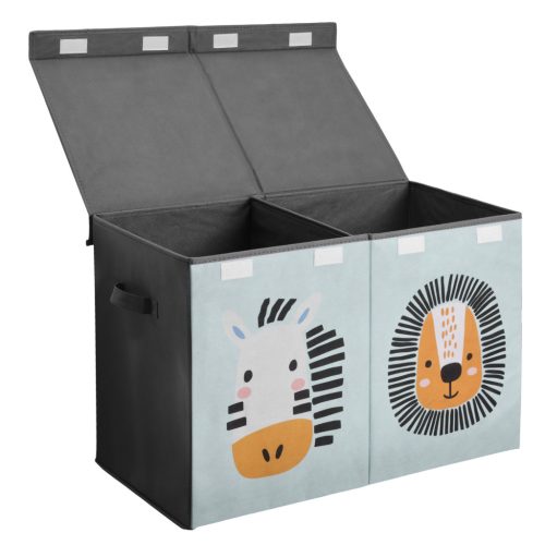 Cutie depozitare jucarii Navaris, mare cu capac si separator, 62x33x40 cm, verde, textil/plastic