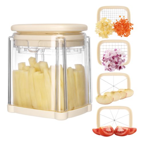 Set Feliator legume manual Navaris, 4 Lame, crem, otel inoxidabil, NAV000038DP001C