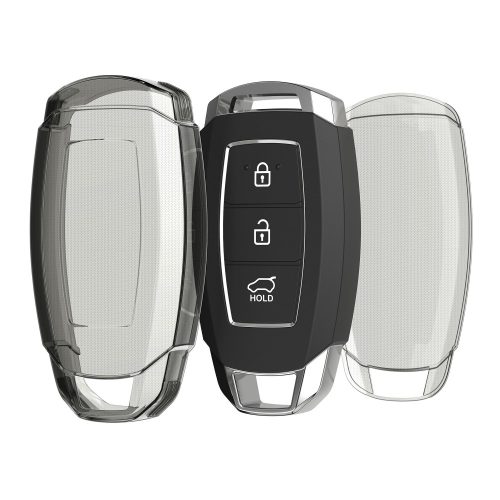 Kryt na klíče od auta Kwmobile pro Hyundai 3 Buttons - Keyless Go, průhledný/černý, silikon, KWM000025JI001C