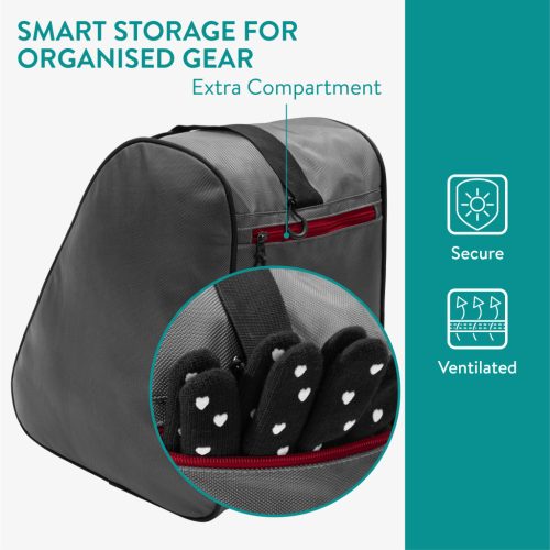 Husa clapari Navaris, 42x38x22 cm, compartiment manusi, poliester 1680D, rosu/gri, poliester