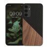 Pouzdro Kwmobile pro Samsung Galaxy A25, hnědé/černé, dřevěné/silikonové, KWM000021QX001C