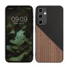 Pouzdro Kwmobile pro Samsung Galaxy A35, hnědé/černé, dřevěné/silikonové, KWM000021QY001C