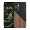 Pouzdro Kwmobile pro Samsung Galaxy A35, hnědé/černé, dřevěné/silikonové, KWM000021QY001C