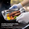 Set 2 tavi BBQ din otel inoxidabil Navaris, 34x24 cm, cu gauri de ventilatie, NAV000038EP001C