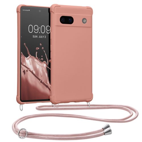 Pouzdro Kwmobile se šňůrkou na krk pro Google Pixel 7a, růžové, silikonové, KWM000019YH009C
