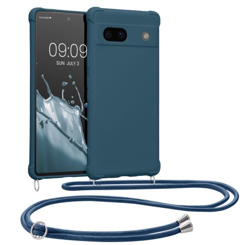 Pouzdro Kwmobile se šňůrkou na krk pro Google Pixel 7a, tmavě modré, silikonové, KWM000019YH010C