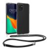 Pouzdro Kwmobile se šňůrkou pro Motorola ThinkPhone, průhledné/černé, silikonové, KWM000022RZ001C