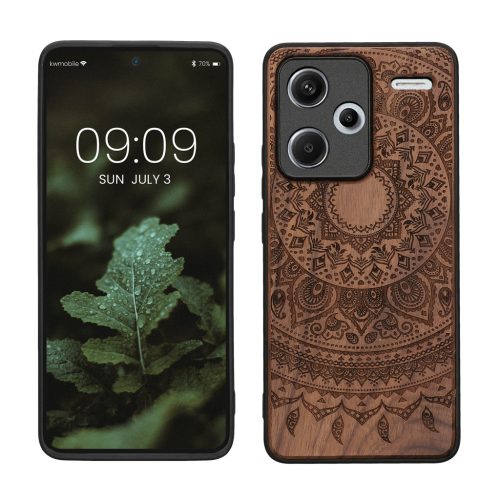 Pouzdro Kwmobile pro Xiaomi Redmi Note 13 Pro Plus 5G, hnědé, dřevo/silikon, KWM000020KL003C