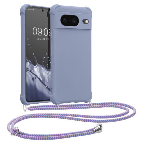Pouzdro Kwmobile se šňůrkou na krk pro Google Pixel 8, modré, silikonové, KWM0000208T006C