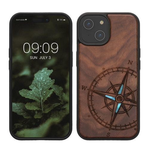 Pouzdro Kwmobile pro Apple iPhone 15, hnědé, dřevo/silikon, KWM000020EG002C