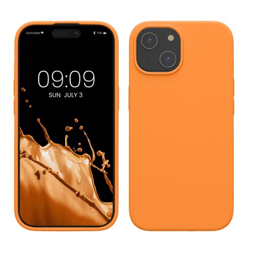 Pouzdro Kwmobile pro Apple iPhone 15, oranžové, silikonové, KWM000020CA007C
