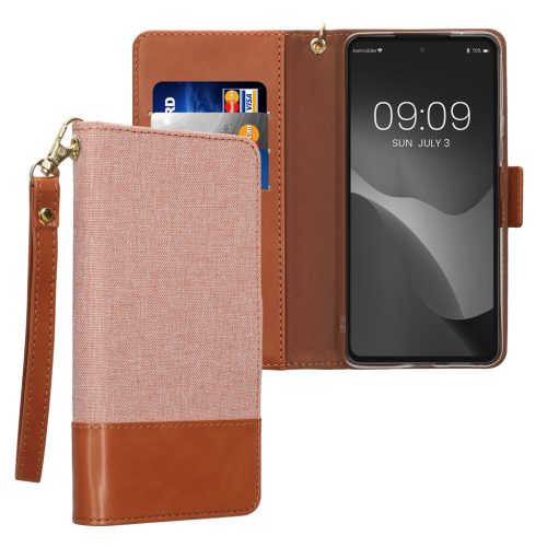 Pouzdro Kwmobile pro Samsung Galaxy A53 5G, světle růžová/hnědá, textilní/silikonové, KWM000021SA001C