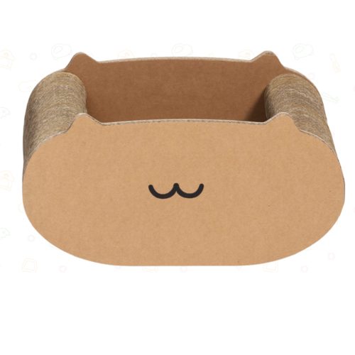 Pelíšek pro kočku Navaris, 41x40x20 cm, 2 v 1, recyklovaný karton, hnědý