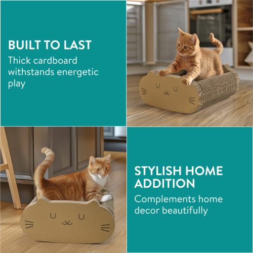 Pelíšek pro kočku Navaris, 41x40x20 cm, 2 v 1, recyklovaný karton, hnědý