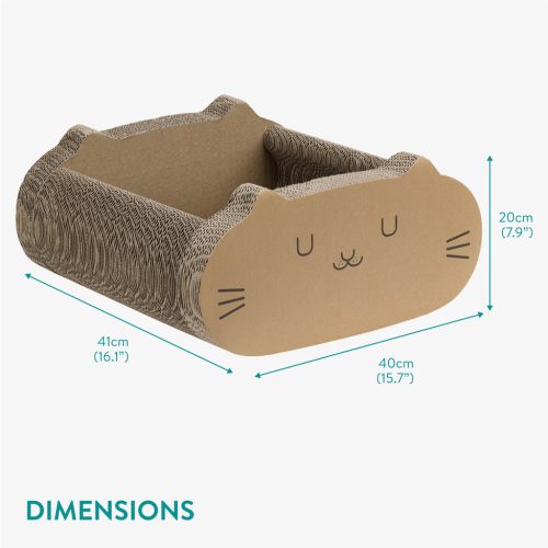 Pelíšek pro kočku Navaris, 41x40x20 cm, 2 v 1, recyklovaný karton, hnědý