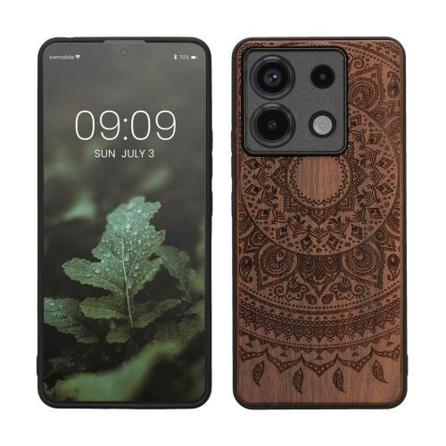 Pouzdro Kwmobile pro Xiaomi Redmi Note 13 Pro 5G, hnědé, dřevo/silikon, KWM000020MN005C