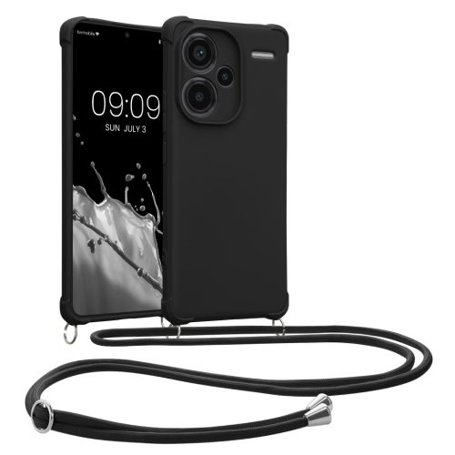 Pouzdro Kwmobile se šňůrkou na krk pro Xiaomi Redmi Note 13 Pro Plus 5G, černé, silikonové, KWM000020ND003C
