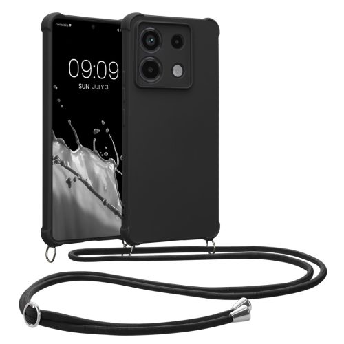 Pouzdro Kwmobile se šňůrkou na krk pro Xiaomi Redmi Note 13 Pro 5G, černé, silikonové, KWM000020NG003C