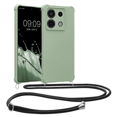 Pouzdro Kwmobile se šňůrkou na krk pro Xiaomi Redmi Note 13 Pro 5G, světle zelené, silikonové, KWM000020NG004C