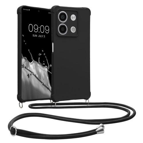 Pouzdro Kwmobile se šňůrkou na krk pro Xiaomi Redmi Note 13, černé, silikonové, KWM000020NC003C
