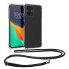 Pouzdro Kwmobile se šňůrkou pro Motorola Moto G64, průhledné/černé, silikonové, KWM000022SU001C
