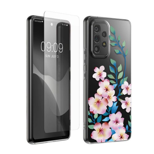 Sada pouzdra a ochranné fólie Kwmobile pro Samsung Galaxy A53 5G, vícebarevná, silikon/tvrzené sklo, KWM000021SF001C
