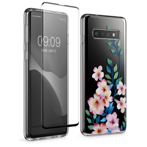 Sada pouzdra a ochranné fólie Kwmobile pro Samsung Galaxy S10, vícebarevná, silikon/tvrzené sklo, KWM000021SH001C